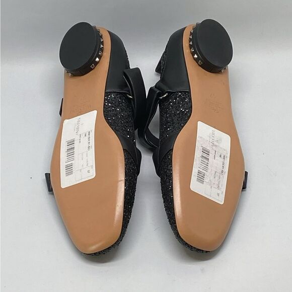 Valentino Garavani Rockstud Strappy Glitter Ballerina Flat size 37 - Picture 12 of 13